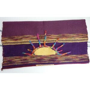 Vintage Woven Tapestry Wall Hanging Rising Sun Yarn